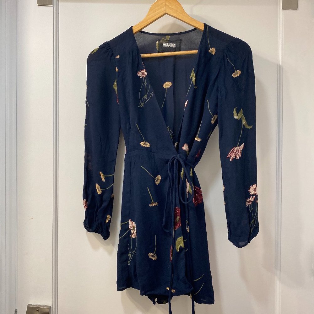 Reformation Blue Floral Printed Mini